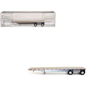 48ft Spread-Axle Flatbed Trailer Silver Top 1/87 (HO) Plastic Model by Promotex - 1 of 4