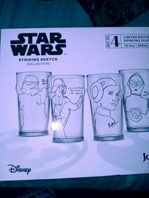 Joyjolt, Star Wars, Striking Sketch, 4 Limited Edition Drinking Glasses