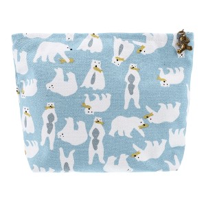 Unique Bargains Women's Durable Polar Bears Cosmetic Bag Blue 1 Pc - 1 of 3