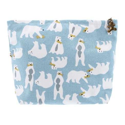 Unique Bargains Women's Durable Polar Bears Cosmetic Bag Blue 1 Pc - image 1 of 3