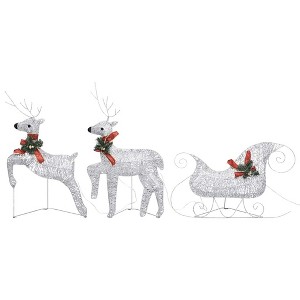 vidaXL Reindeer And Sleigh Christmas Decoration Set of 2 - Silver 2-Pack - 1 of 4