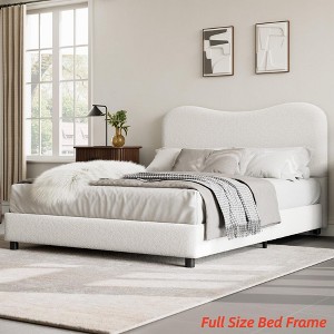Twin/Full/Queen Size Bed Frame for Kids w/ Velvet Upholstered Headboard, Cute Low Profile Platform Bed for Girls and Boys - 1 of 4