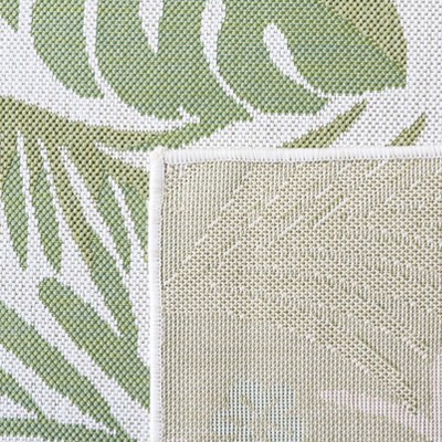 Ivory and Green Rectangular Synthetic Indoor/Outdoor Area Rug 8' x 10'