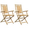 vidaXL Folding Patio Chairs 2 pcs 20.9"x26"x39" Bamboo - 2 of 4
