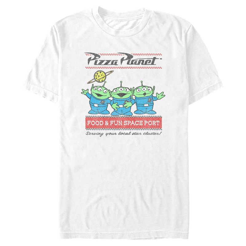 Men's Toy Story Pizza Planet Aliens T-Shirt, 1 of 6