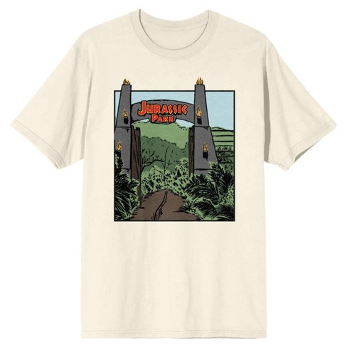 Jurassic Park Open Gate Crew Neck Short Sleeve Natural Men's T-shirt - image 1 of 3