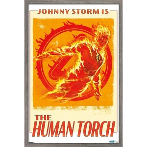 Trends International Marvel Fantastic Four: First Steps (2025) - Johnny Storm Is The Human Torch Framed Wall Poster Prints - 1 of 4