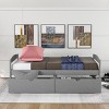 RISOKEYS Twin Size Simple Platform Bed,Bedroom Storage Wooden Frame with Wheels and Slat Support,No Box Spring Needed,for Adult Boy Girl Teen - 2 of 4