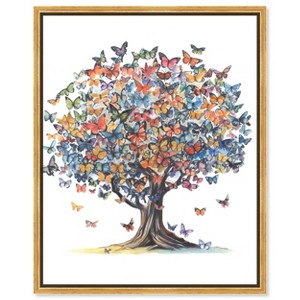 Art Remedy Butterfly Tree Colorful buterfly and flowers wall art Framed - 1 of 4