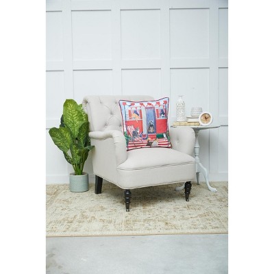 Patriotic Red White and Blue Cotton Cat Throw Pillow 18" x 18"