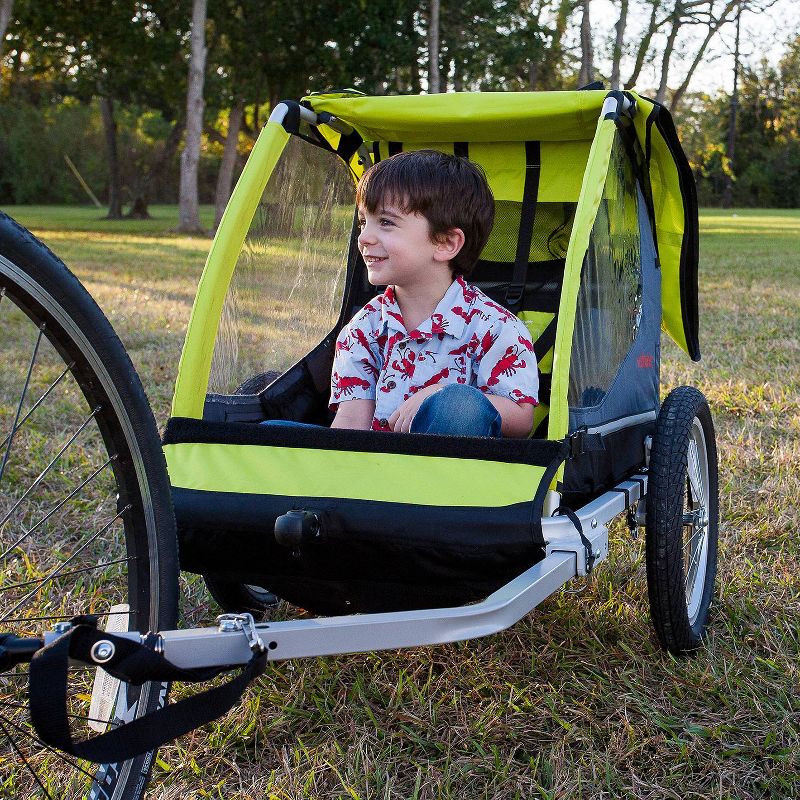 Cyclic Double 2 Seat Kids&#39; Bike Trailer - Gray/Green, 5 of 7