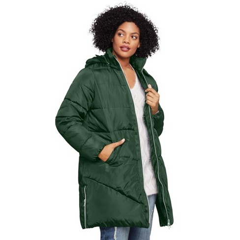 Green coat plus size best sale