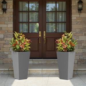 Spassway Indoor Outdoor Geometric Metal Planter Pot Planter Box Patio Garden Bed Black - 1 of 4