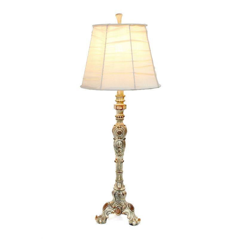 Antique Style Buffet Table Lamp with Ruched Shade Cream - Elegant Designs, 2 of 5