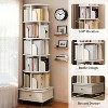 6-tier rotating bookcase, 360° display circular rotating bookcase tower, with wheels and drawers, space-saving, white. - 4 of 4