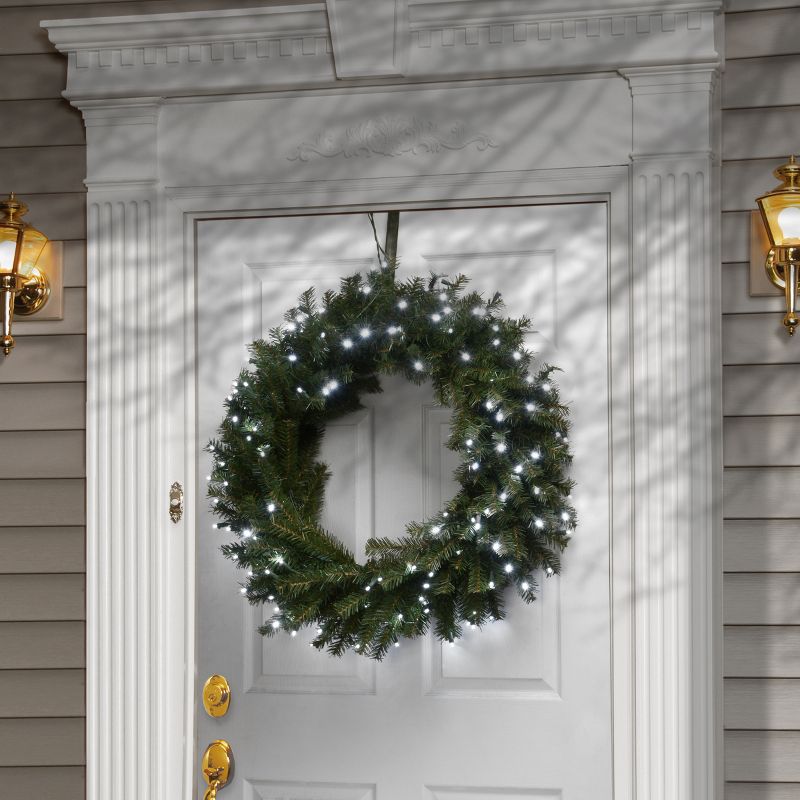 30" Prelit LED Memory Shape Norwood Fir Christmas Wreath White Lights - National Tree Company, 3 of 8