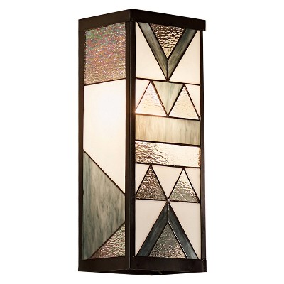 16.25 1-Light Mission Style Rectangular Outdoor Stained Glass Wall Sconce Red - River of Goods