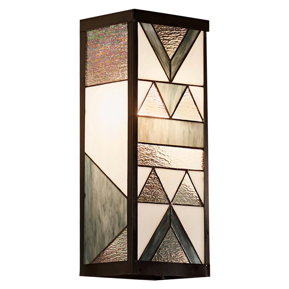 16.25" Stained Glass 1-Light Rectangular Geometric Outdoor Light Wall Sconce - River of Goods: ETL Listed, Waterproof