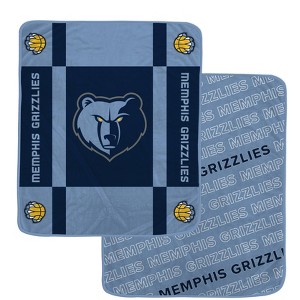 NBA Memphis Grizzlies 60"x70" Reverse Block Wordmark Double Sided Flannel Fleece Blanket - 1 of 3
