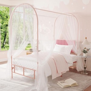 Nasitip Twin Bed Frame with Upholstered Headboard, Metal Platform Bed Frame with Strong Slats Support - 1 of 4