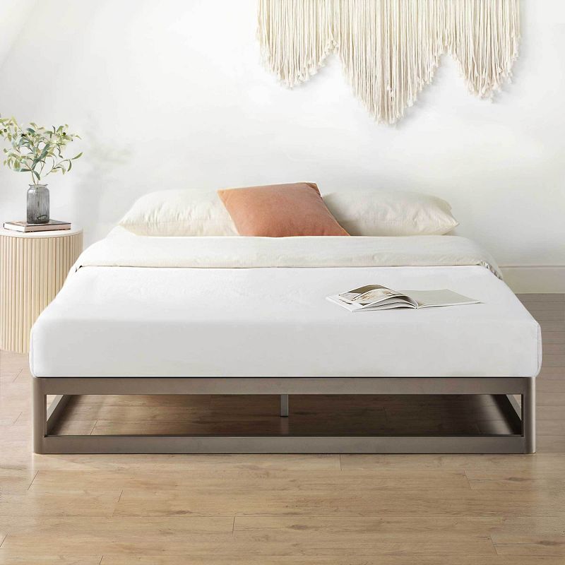 9" Metal Round Corner Platform Bed Frame Gray - Mellow, 3 of 11