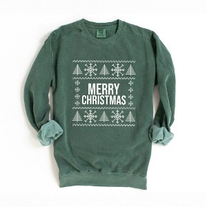 Simply Sage Market Women's  Garment Dyed Graphic Sweatshirt Merry Christmas Sweater - 1 of 4