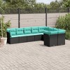 vidaXL 9 Piece Patio Sofa Set with Cushions - Black Poly Rattan, Modular Outdoor Furniture for Garden, Terrace, Deck - 2 of 4