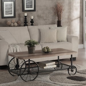 47" Coffee Table with Shelf, Industrial Wheels, Open Storage, Versatile Design for Living Room - 1 of 4