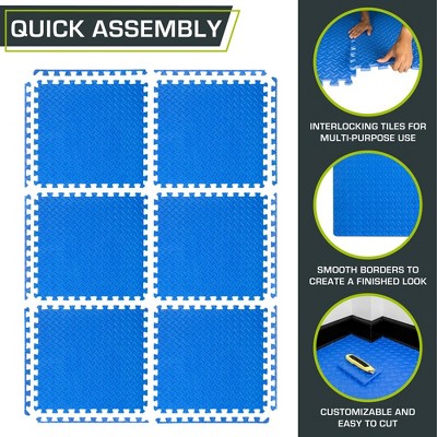 Blue 72" x 48" EVA Foam Interlocking Exercise Mat