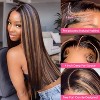 Jessie's Wig 4x4 Straight Layered Cut Synthetic Wigs for Woman Brown Highlight Color 24 Inch - 3 of 4