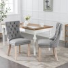 Vynxaria Gray Linen Dining Chairs Set of 2 with Wood Legs - 3 of 4