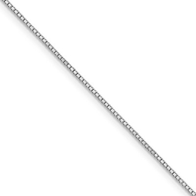Black Bow Jewelry 1mm 14k White Gold Classic Box Chain Necklace