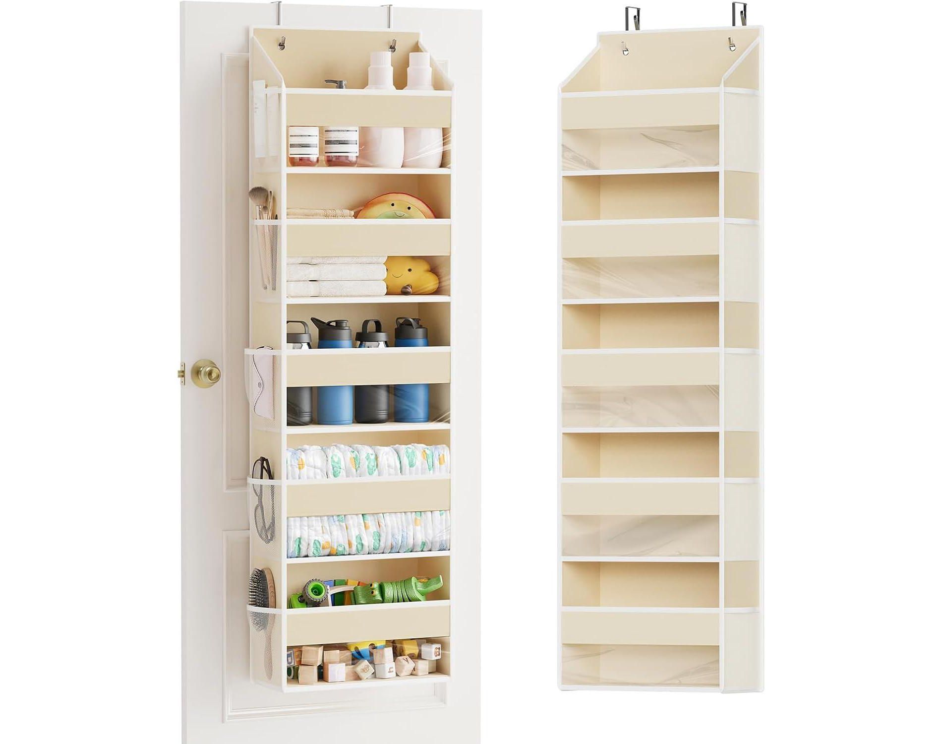 SpaceAid Over the Door Organizer – 5 Pocket Hanging Storage with Mesh Sides and Clear Windows