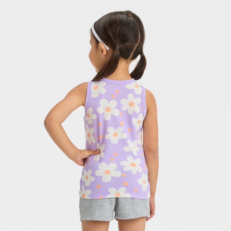 Toddler Girls' Floral Tank Top - Cat & Jack™ Lavender, 3 of 5