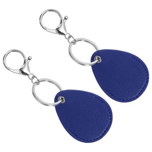 Unique Bargains PU Leather Keychain Holder ID Key Cards Key Fobs with Rings 2 Pcs - 1 of 4