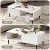 Jojoka Coffee Table with Storage,41.34" Modern Tea Table with Sliding Wave Doors, 2-Tier Wooden Center Table for Living Room - 4 of 4