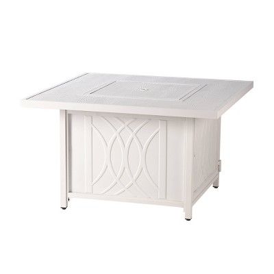 White Cast Aluminum Square Gas Fire Pit Table