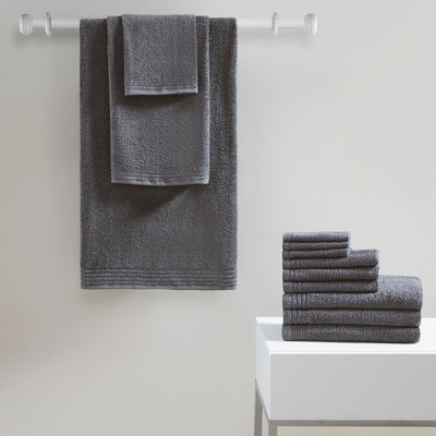 12Pcs 100% Cotton Solid Bath Towel Set, Anti-Microbial Zero Twist Front Quick Dry Towel