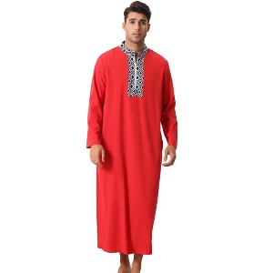 Lars Amadeus Men's Long Sleeves Zipper Color Block Sleepwear - 1 of 4