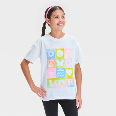 Girls' Short Sleeve 'Love' Oversized Graphic T-Shirt - Cat & Jack™ White M