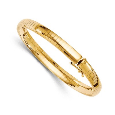 Black Bow Jewelry 6mm 14k Yellow Gold Domed Omega Chain Bracelet, 7 Inch