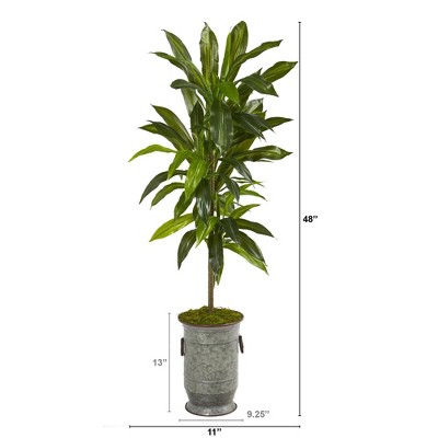 4-Foot Dracaena Artificial Plant in Vintage Metal Planter