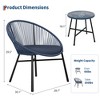 3 Piece Patio Bistro Set, Outdoor Acapulco Chairs Set of 2 with Glass Top Table, All Weather Modern Patio Chairs with Cushions for Deck, Backyard - 2 of 4