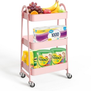 Musment 3 Tier Rolling Cart,  Metal Utility Cart Storage Organizer Kitchen Trolley Bathroom Laundry Room Bar Office Shelves - 1 of 4