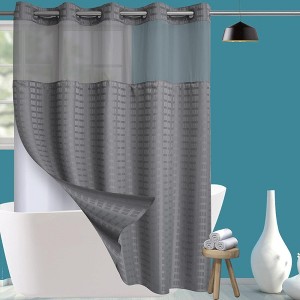 Ruso Weights Snap-In Liner Integrated Shower Curtain - 1 of 4