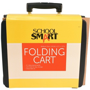 School Smart Folding Storage Cart on Wheels, Medium, 13-7/8 x 11 x 12 Inches, Black - 1 of 4