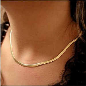 RMZ GOLD NYC 14k Gold Herringbone Necklace 20" Snake Chain, Elegant Gift for Mom or Mother's Day - 1 of 3