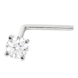 Jewelry Avalanche 22G 14K Gold L-shape Nose Stud with Moissanite - 1 of 2