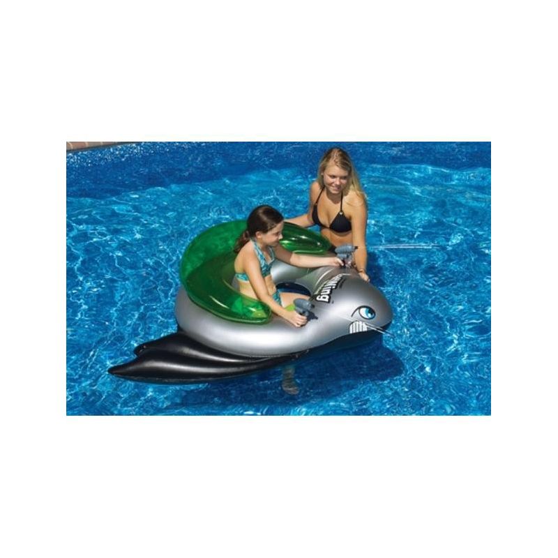 Swimline Water Sports Batwing Fighter Inflatable 1-Person Ride-On Water Squirt Swimming Pool Toy - Green/Gray, 2 of 3