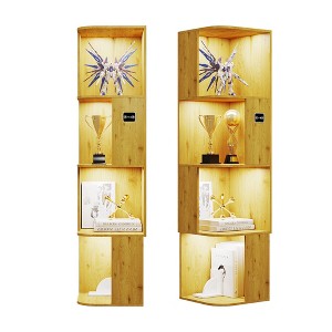 Vlsrka 4-Tier Corner Display Shelf with 3-Mode LED Sensor Lights – Compact Modern Storage Rack for Living or Study Room. - 1 of 4